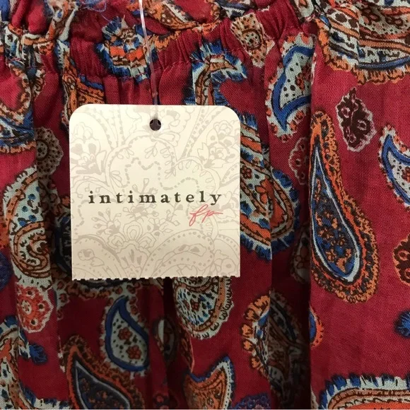 Free People Red Paisley Sundown Off the Shoulder Bodysuit - Picture 7 of 8